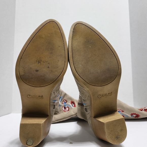 Carlos by Carlos Santana Alexia Embroidered Tall Boots Tan Suede Women's Size 9 - Picture 3 of 6